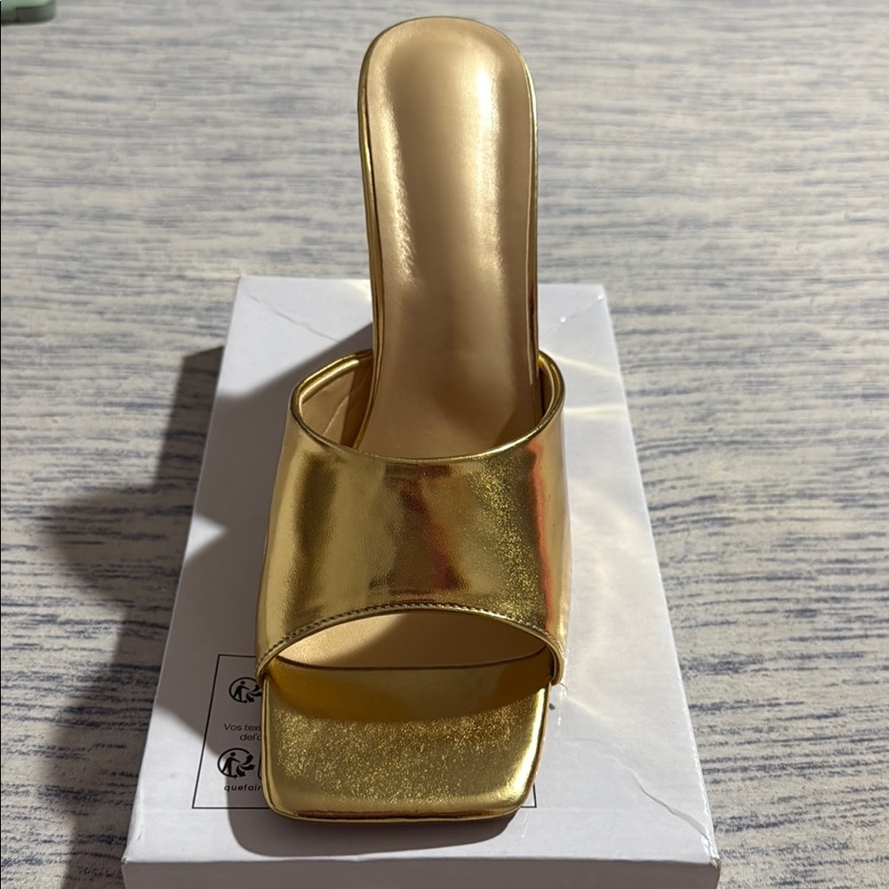 SHEIN Gold Stiletto Heels Square-Toe